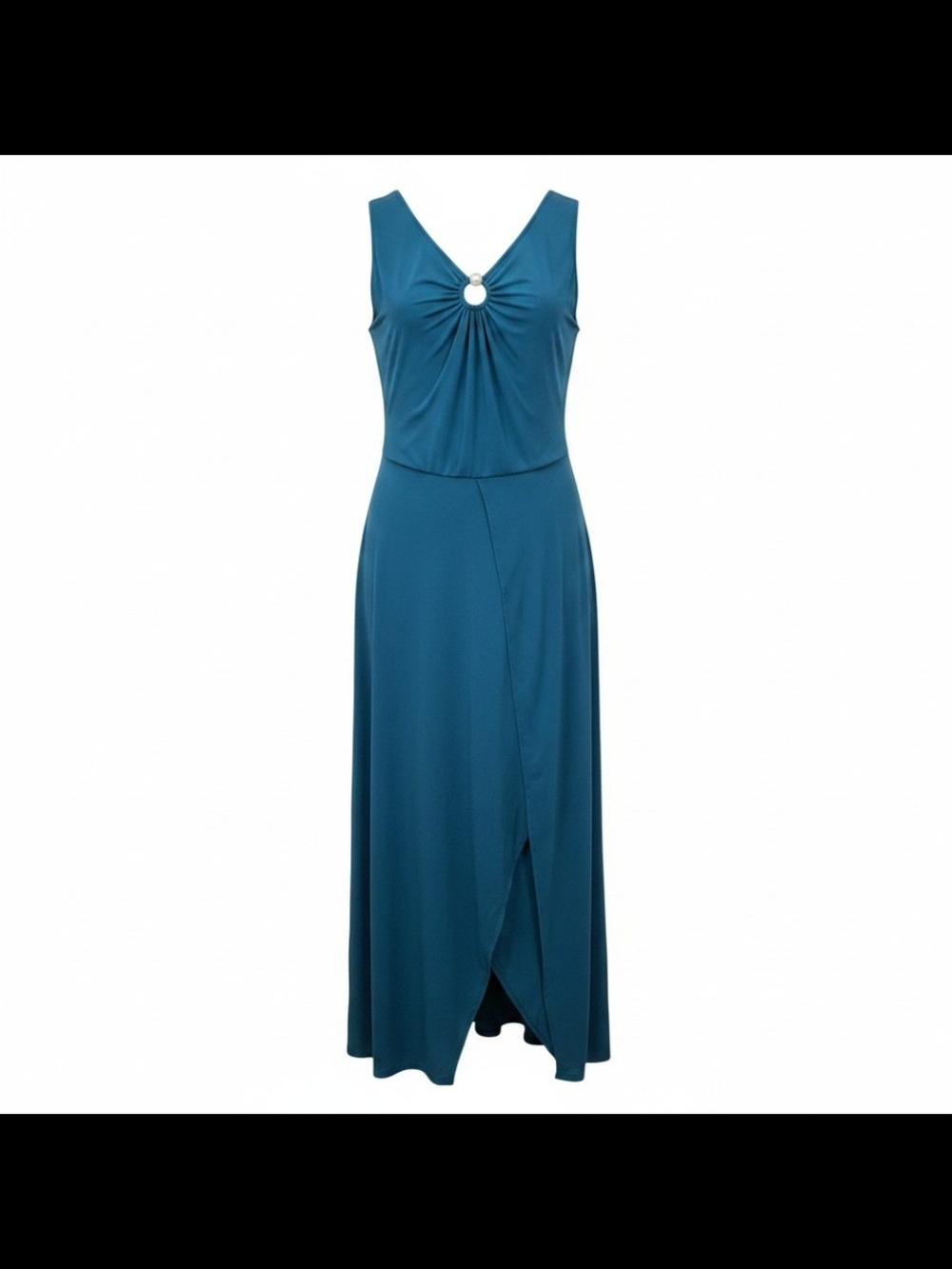 Women Sleeveless Teal Beach Swimsuit  Coverup Dress UPF 50 with Front Keyhole L - Picture 5 of 12